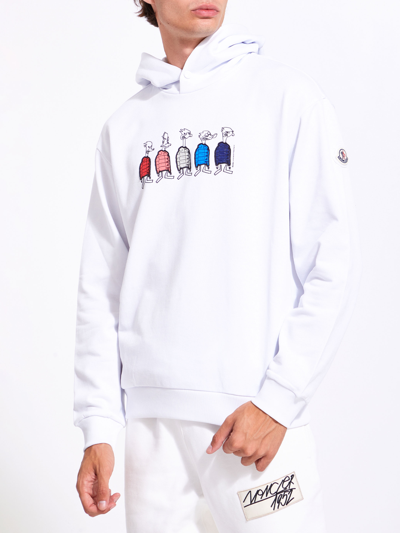 Shop Moncler White Hoodie With Print