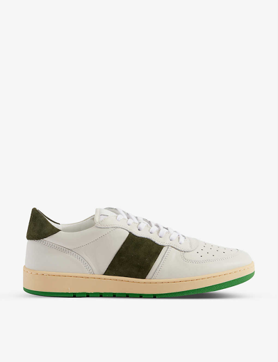 Shop None Pillar Destroyer Leather And Suede Low-top Trainers In Dark Green