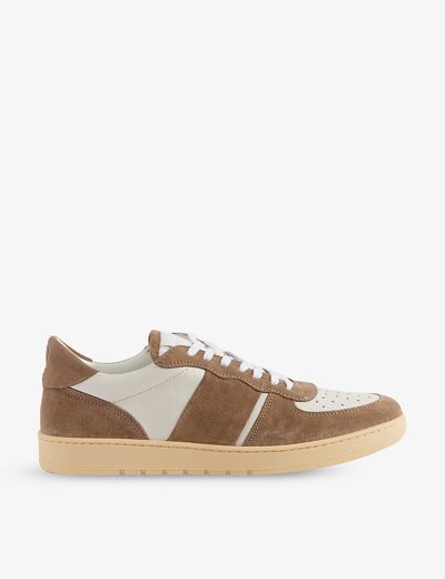 Shop None Collegium Men's Brown/oth Pillar Destroyer Leather And Suede Low-top Trainers