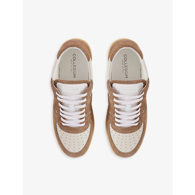 Shop None Pillar Destroyer Leather And Suede Low-top Trainers In Brown
