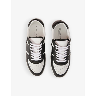 Shop None Pillar Destroyer Leather Low-top Trainers In Black/white