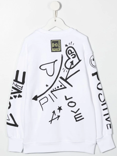 Shop Pinko Graffiti-print Cotton Sweatshirt In 白色