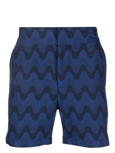 Shop Frescobol Carioca Tailored Jacquard Copacabana Swim Shorts In 蓝色