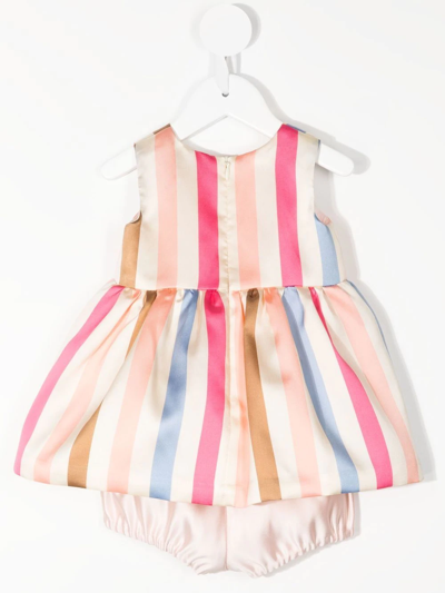 STRIPE-PRINT BODICE DRESS AND BLOOMERS