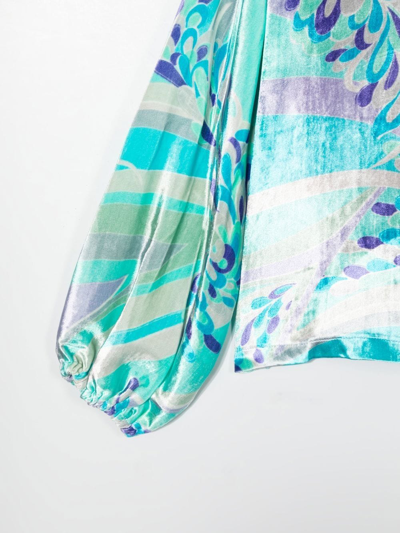 Pucci Junior Abstract-print Velvet Blouse In Blue
