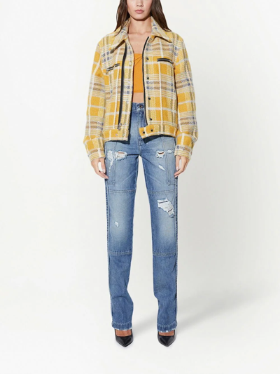 Rta Ivana Check Bomber Jacket In 黄色