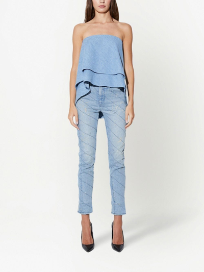 Rta ‘eliana' Strapless Layered Top In 蓝色
