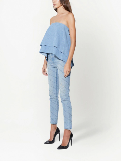 Rta ‘eliana' Strapless Layered Top In 蓝色