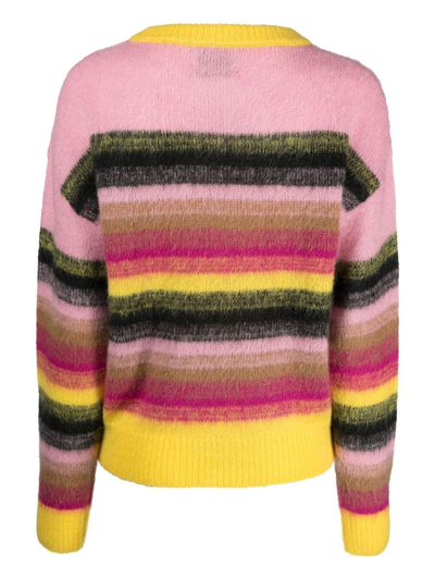 Shop Essentiel Antwerp Striped-knit Jumper In 粉色