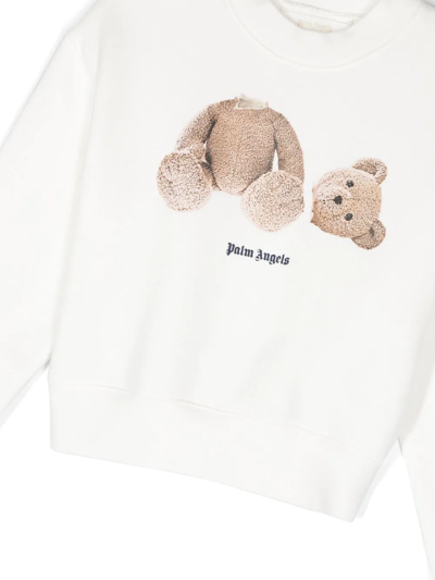 Shop Palm Angels Teddy Bear-print Cotton Sweatshirt In Nude