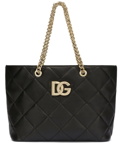 Dolce & Gabbana 3.5 Tote Bag In Quilted Leather In Black