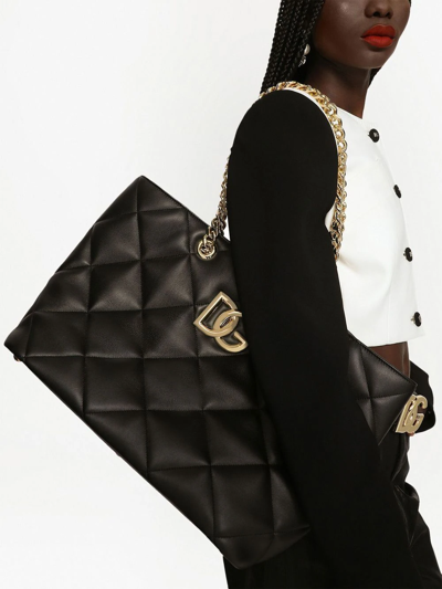 Dolce & Gabbana 3.5 Tote Bag In Quilted Leather In Black