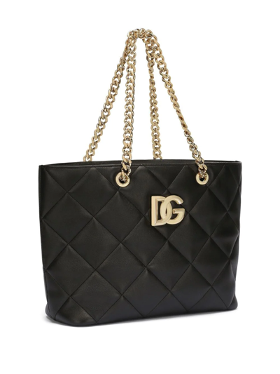 Dolce & Gabbana 3.5 Tote Bag In Quilted Leather In Black