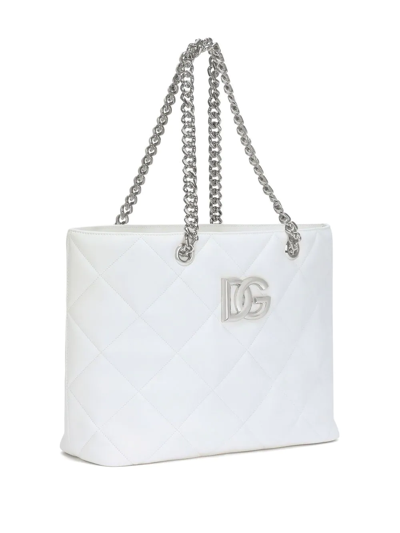 Shop Dolce & Gabbana 3.5 Quilted Shopper Bag In White