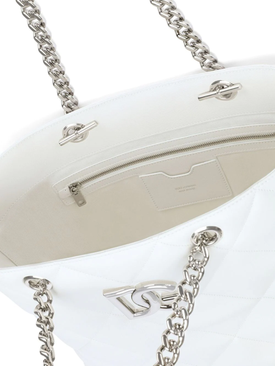 Dolce & Gabbana Logo-plaque Quilted Shopper Tote In White