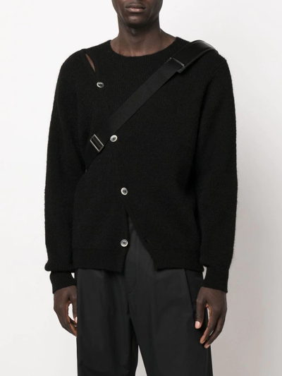 Shop Jacquemus Asymmetric Buttoned Cardigan In Black