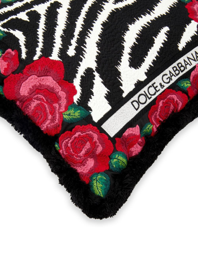 Shop Dolce & Gabbana Zebra-print Embroidered Small Cushion In Rosa