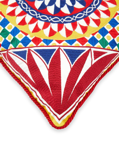 Dolce & Gabbana Geometric-embroidered Medium Cushion In Rot