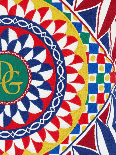 Dolce & Gabbana Geometric-embroidered Medium Cushion In Rot