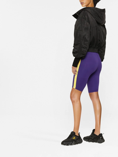 Shop Dsquared2 High-waist Logo-tape Shorts In Violett