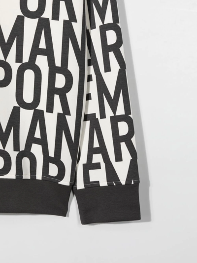 Emporio Armani All-over Logo Print Hoodie In Weiss