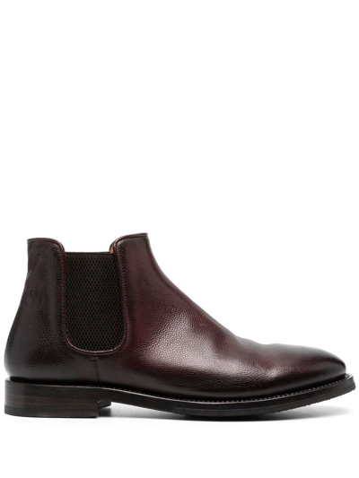 Shop Alberto Fasciani Ankle-length Leather Chelsea Boots In Braun