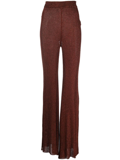 Shop Del Core High-rise Flared Trousers In Braun