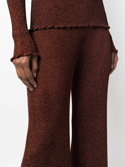 Shop Del Core High-rise Flared Trousers In Braun