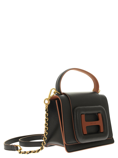 Shop Hogan H-bag Micro Shoulder Bag In Black