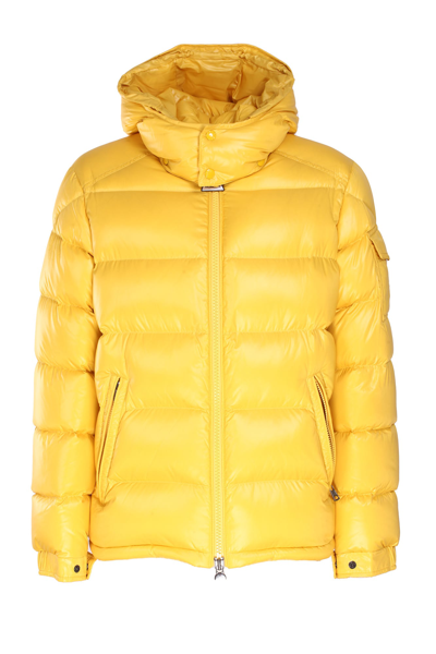 Shop Moncler Maya Short Down Jacket In Giallo