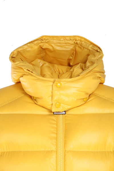 Moncler Maya Lacquered Down Jacket In Giallo