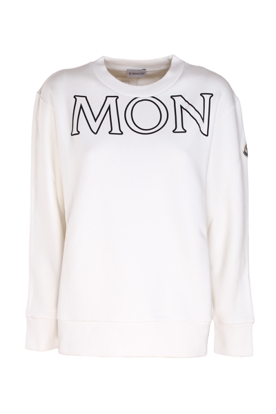 Shop Moncler Logo Sweatshirt In Bianco