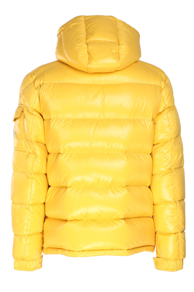 Shop Moncler Maya Short Down Jacket In Giallo