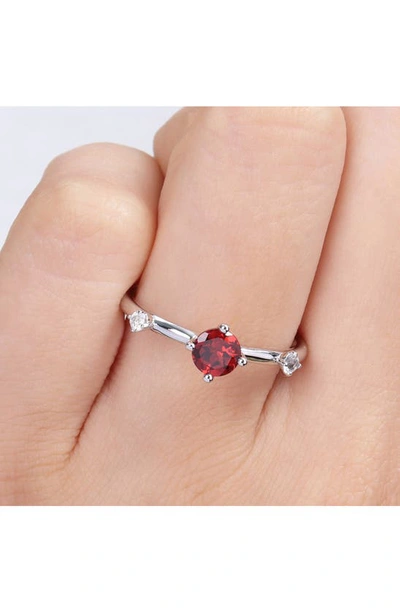 Delmar Sterling Silver Garnet & White Topaz Ring In Red