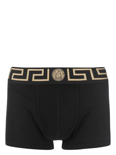 Shop Versace Greca-detail Cotton Boxers In Black