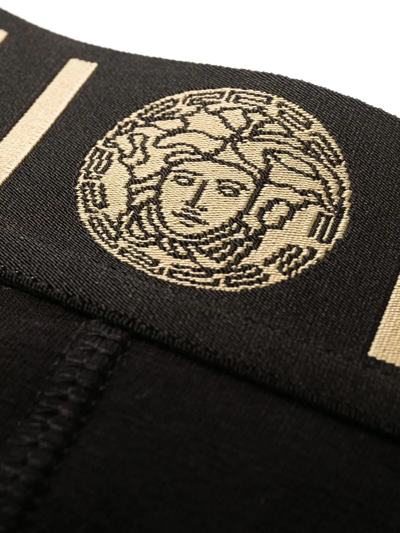 Shop Versace Greca-detail Cotton Boxers In Black