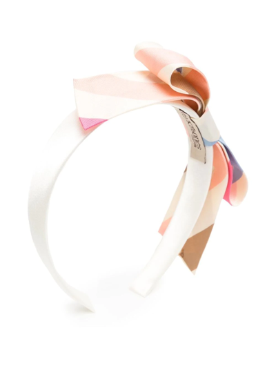 Shop Hucklebones London Striped Side Bow Hairband In White