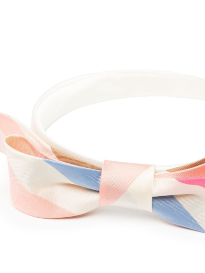 Shop Hucklebones London Striped Side Bow Hairband In White