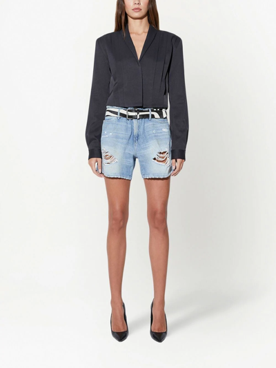 Rta Pierce Distressed Denim Shorts In Blue