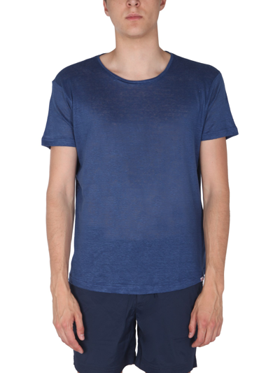 Shop Orlebar Brown "obt" Linen T-shirt In Blue