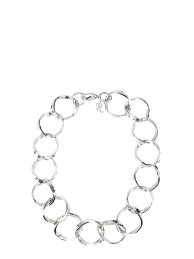 Shop Raf Simons Linked Rings Necklace In Silver