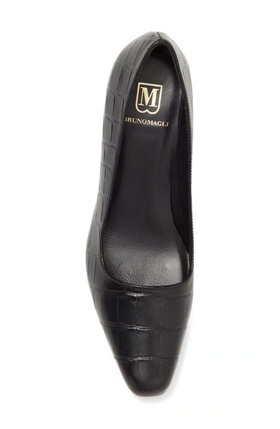 Shop Bruno Magli Mirea Croc-embossed Leather Pump In Black Croc