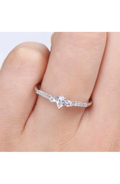 Delmar Sterling Silver Pear Shaped Created White Sapphire Diamond Ring In Silver