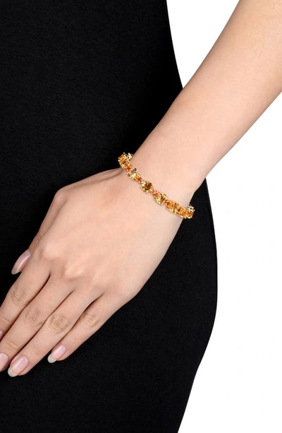 Delmar 10k Yellow Gold Plated Sterling Silver Citrine & Madeira Citrine Bracelet In Yellow