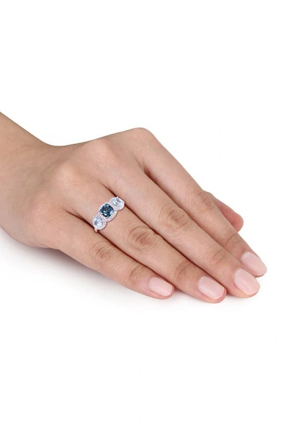 Shop Delmar Sterling Silver Cushion Cut Blue Topaz Diamond Ring
