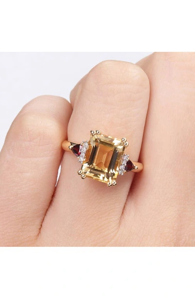Delmar Citrine, Garnet & Diamond Ring In Yellow