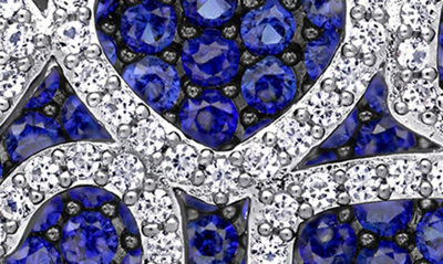 Delmar Sterling Silver Created Blue Sapphire & Created White Sapphire Heart Pendant Necklace In Blue