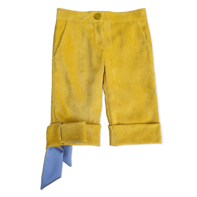 Shop Mi Mi Sol Bow Detailed Straight Leg Pants In Yellow