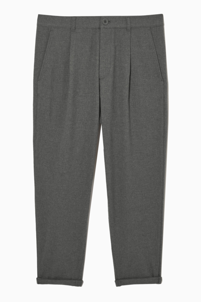 Shop Cos Tapered Wool Chinos In Grey