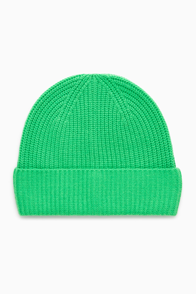 COS RIBBED WOOL AND CASHMERE BEANIE 